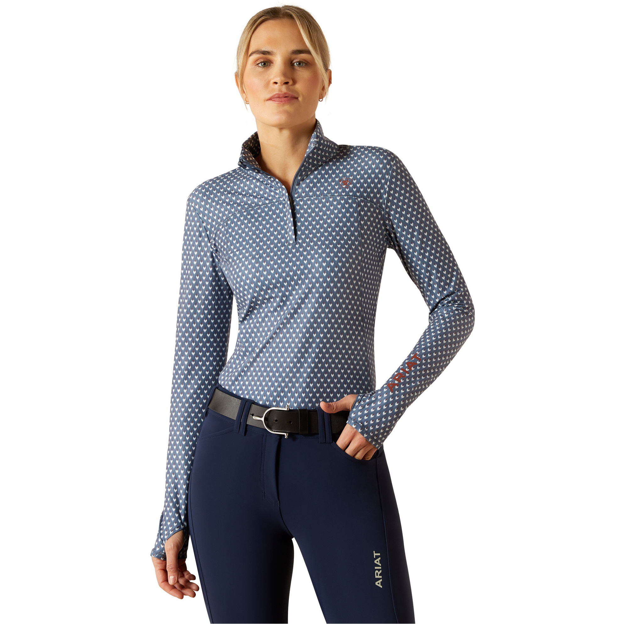 2025 Ariat Womens Lowell 3.0 1/4 Zip Baselayer 10062630 - China Blue Arrows